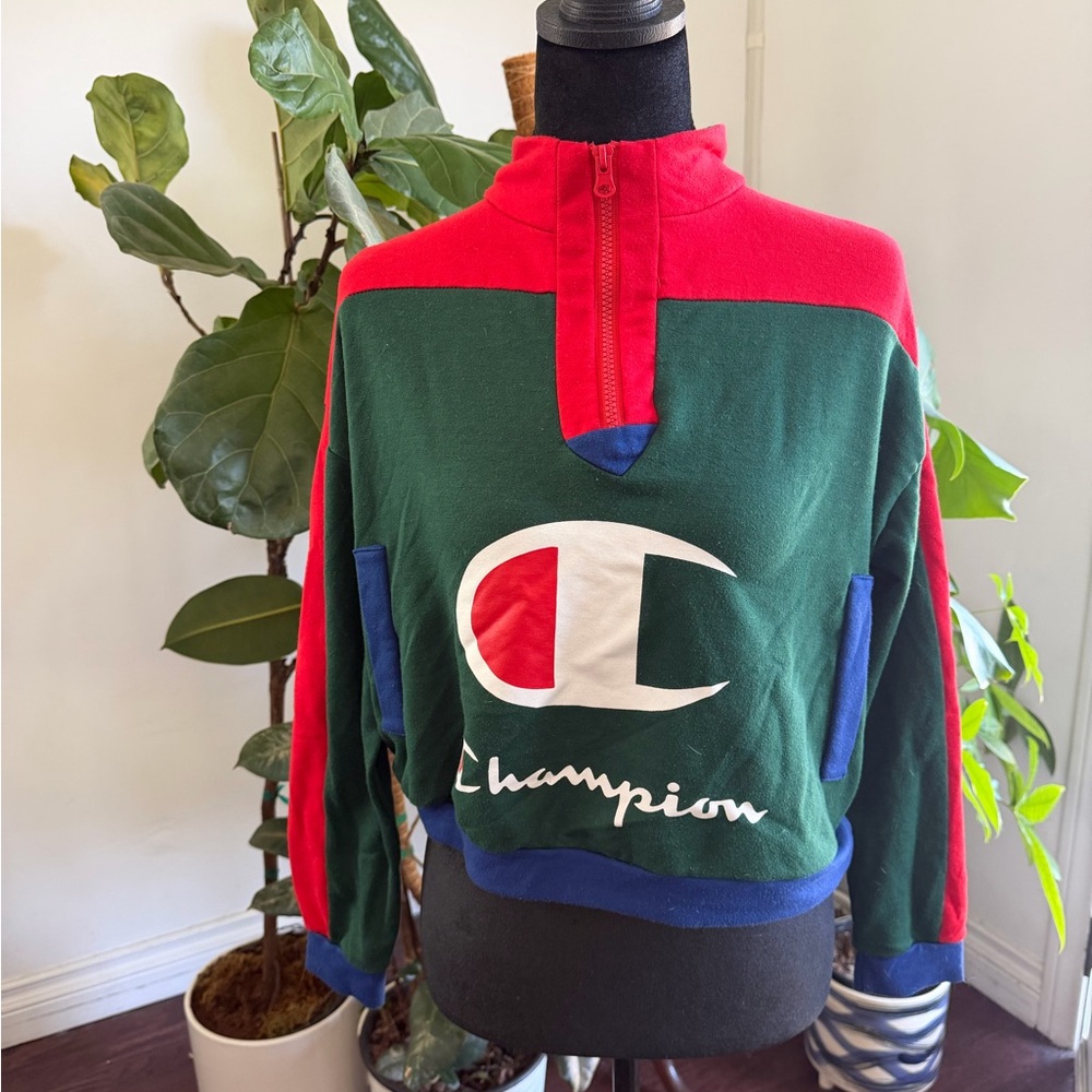 Champion vintage Red and Green Colorblock Sweatshirt